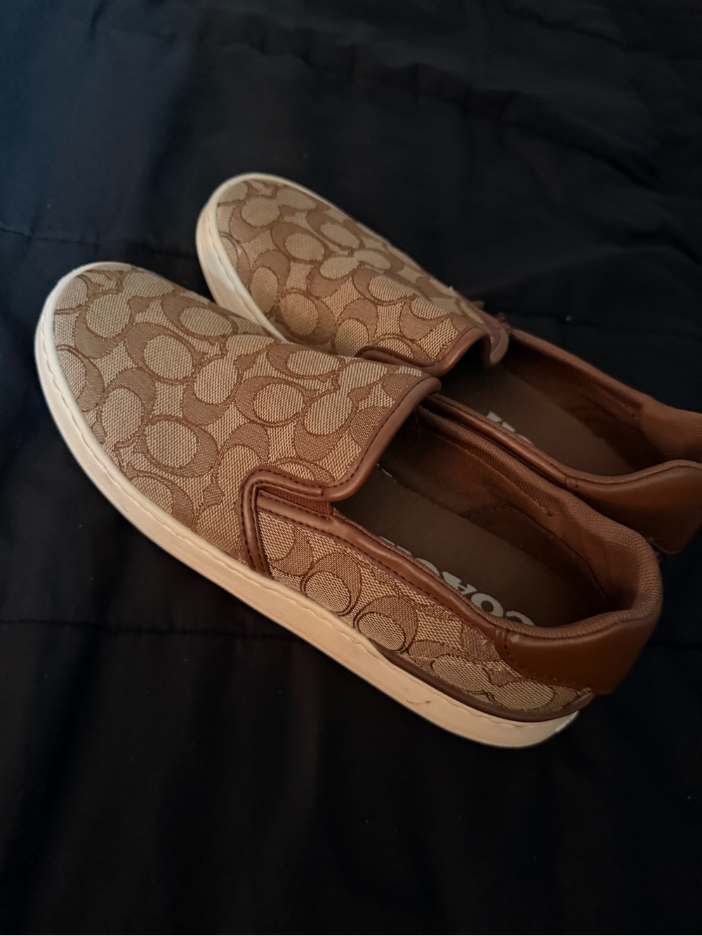 Women’s Coach Slip-On Sneakers in Tan
